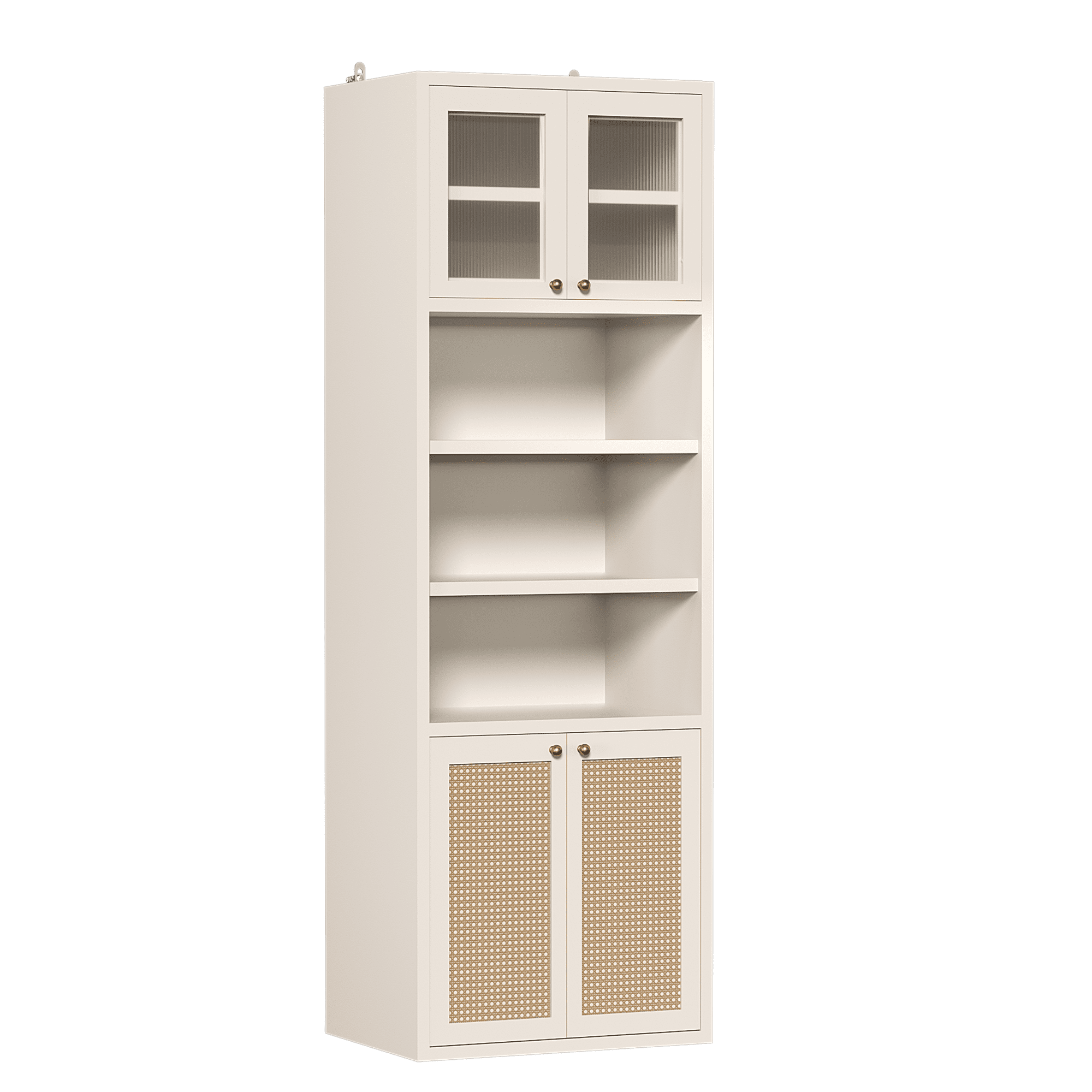 Mintazer 71" Tall Kitchen Pantry Storage Cabinet, Freestanding Modern Kitchen Cabinet with Open Shelf for Living Room, Dining Room, White