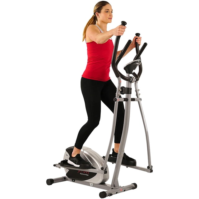 Bicicleta Elíptica Sunny Health & Fitness SF-E905 Gris 220 lb con Monitor Digital y 8 Niveles de Resistencia