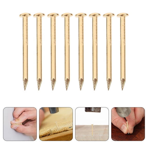 HOMEMAXS 200Pcs Copper Wall Fixing Nails for Diy and Repair Golden Round 1.20X0.30X0.30Cm