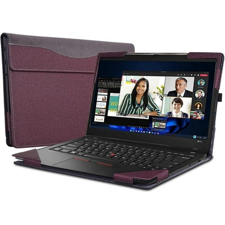 Case for Lenovo ThinkPad X1 Carbon Gen 10 / Gen 9 / Yoga Gen 7 / Yoga Gen 6 14 inch, PU Leather Protective Hard Shell Cover Red