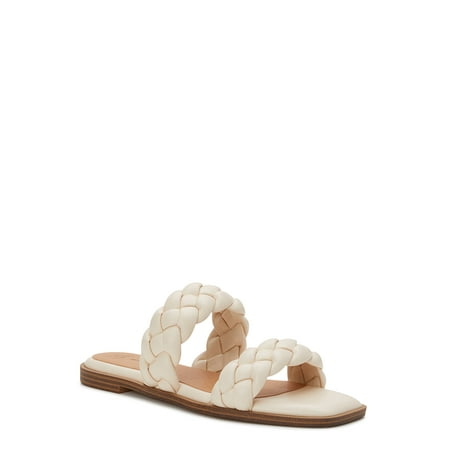

Time and Tru Women s Braided Two Band Sandals – Wide Width Available