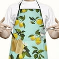 thumbnail image 2 of Yellow Lemon Fruit Flowers LightBlue Apron-Garden Aprons for Women with Pockets-Cotton Linen Waterproof Kitchen Cooking Gardening Aprons Adjustable for Kitchen,Cooking,BBQ and Salon 33x27 Inch, 2 of 7