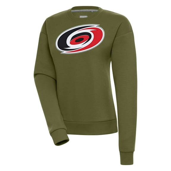 Women's Antigua Olive Carolina Hurricanes Victory Pullover Sweatshirt