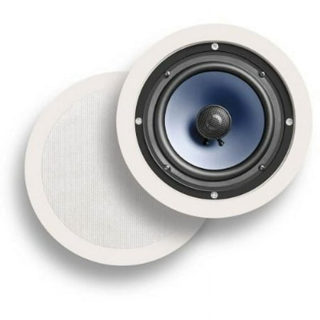 Polk Audio RC60i 2-Way Premium In-Ceiling 6.5 Round Speakers Set of 2 Perfect for Damp and Humid Indoor/Outdoor Placement - Bath Kitchen Covered Porches (White Paintable Grille)