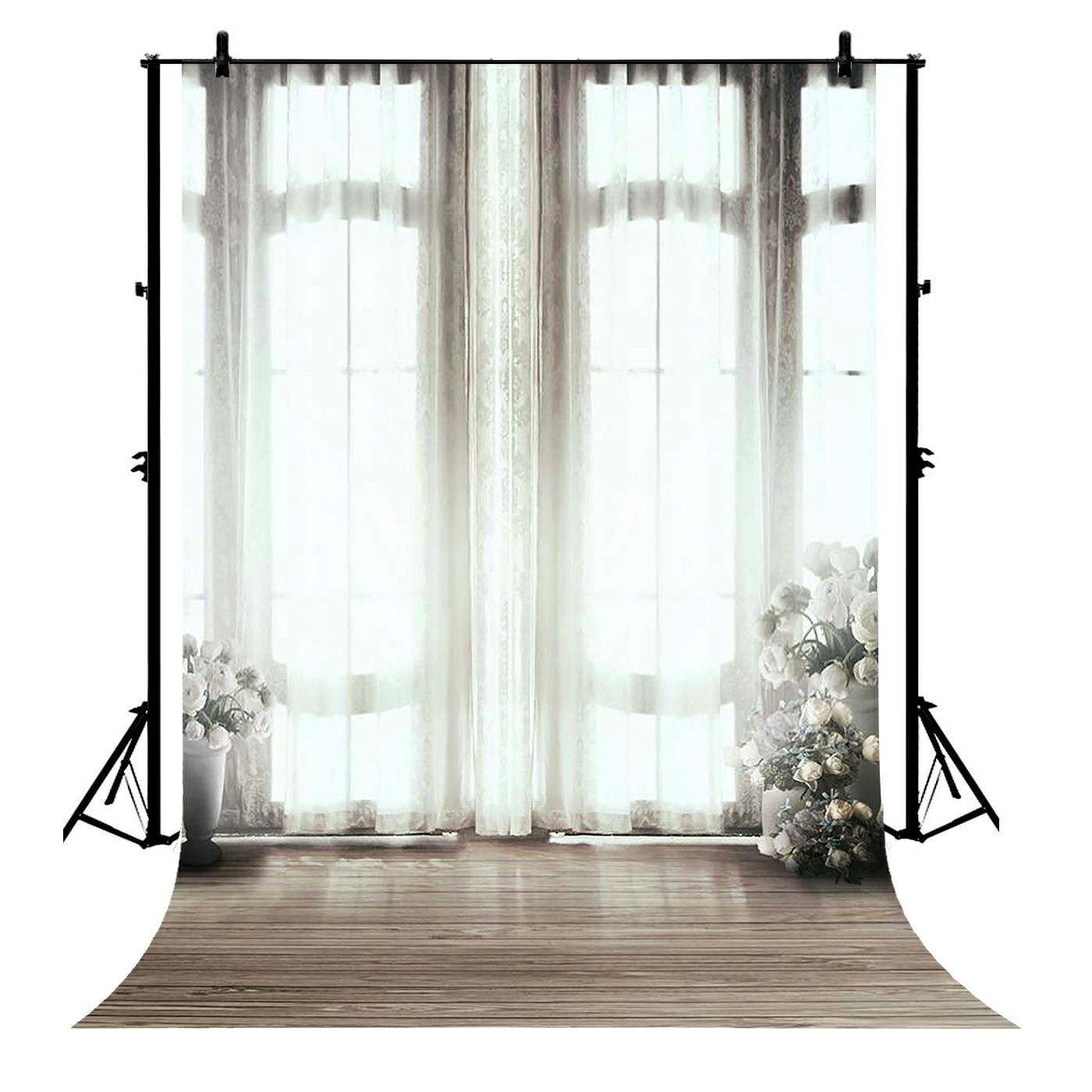 Gckg 7x5ft Wedding White Curtains Windowsill Window Pots Flowers