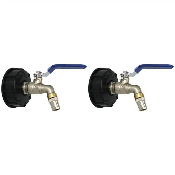 2X IBC Ball Outlet Tap Tank Adaptador de Drenaje de Alimenticio de 3/4 Pulgadas S60X6 Tanque de 1000 L Contenedor de Agua de Lluvia Válvula de Grifo de Manguera de Latón