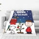 thumbnail image 2 of Mantas de vellón navideñas de Charlie Brown y Snoopy con dibujos animados de nieve, mantas increíbles para cama, sofá, 125 x 100 cm, alfombra cálida, 2 of 5