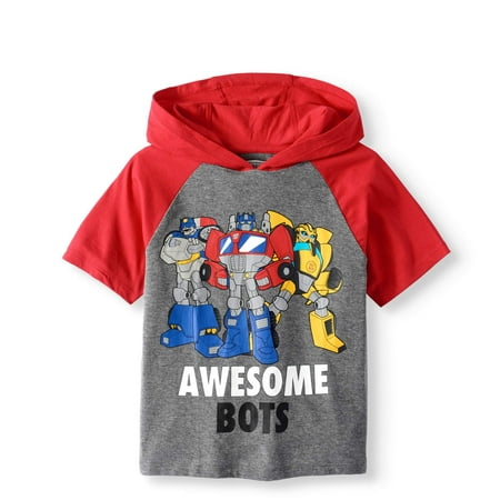 Awesome Bots Short Sleeve Hooded Raglan T-Shirt (Little