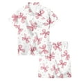 thumbnail image 2 of Teen Girls Silk Pajamas Valentines Pajamas Kids Short Sleeve Bow Button Down Nightwear Girls Pjs Size 12-13 Years, 2 of 4
