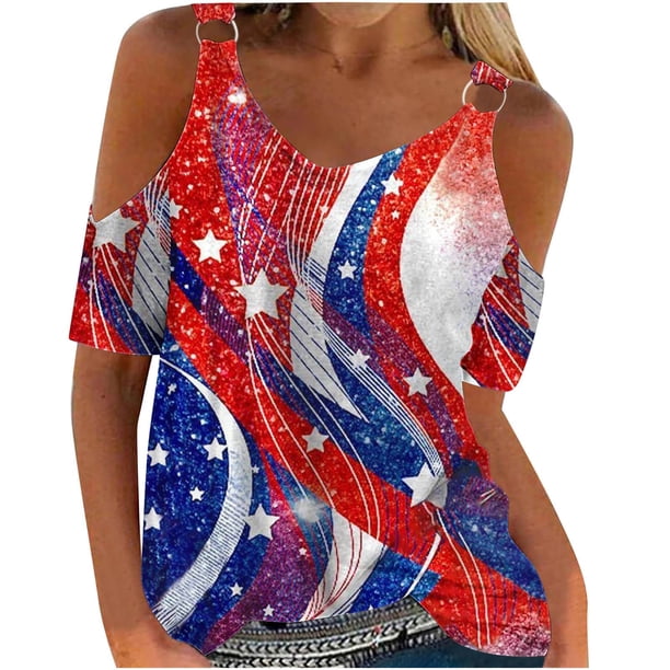 Fiudx Ofertas Flash Del Día Blusas de Cuello Redondo de Manga Corta con Estampado Informal a La Moda para Mujer
