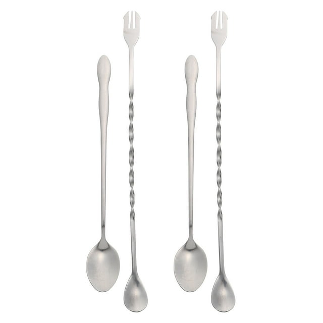 GOOHOCHY 4pcs Café de acero inoxidable con agitación de la cuchara Postre cucharas de mango largo Spoons