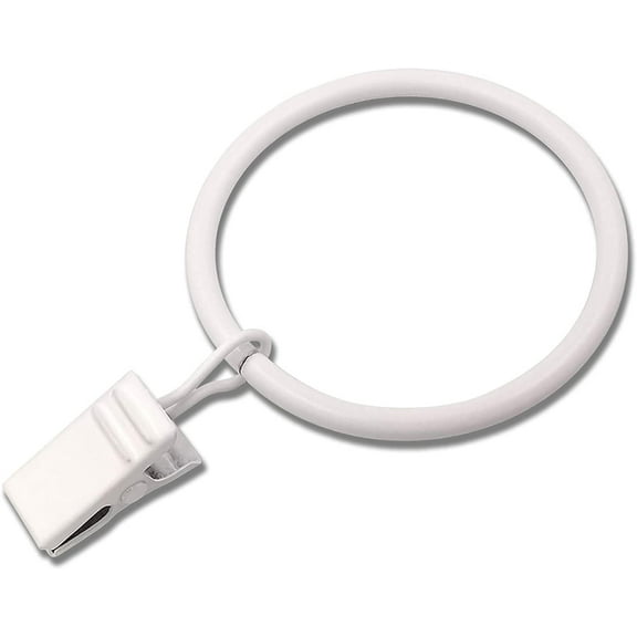 20 Pack White Curtain Rings with Clips, Curtain Hooks Hangers Clip Rings for Hanging Drapes Bows Hat, Drapery Rings 1.77 in I D, Fits up to 1.5 in Diameter Curtain Rod.