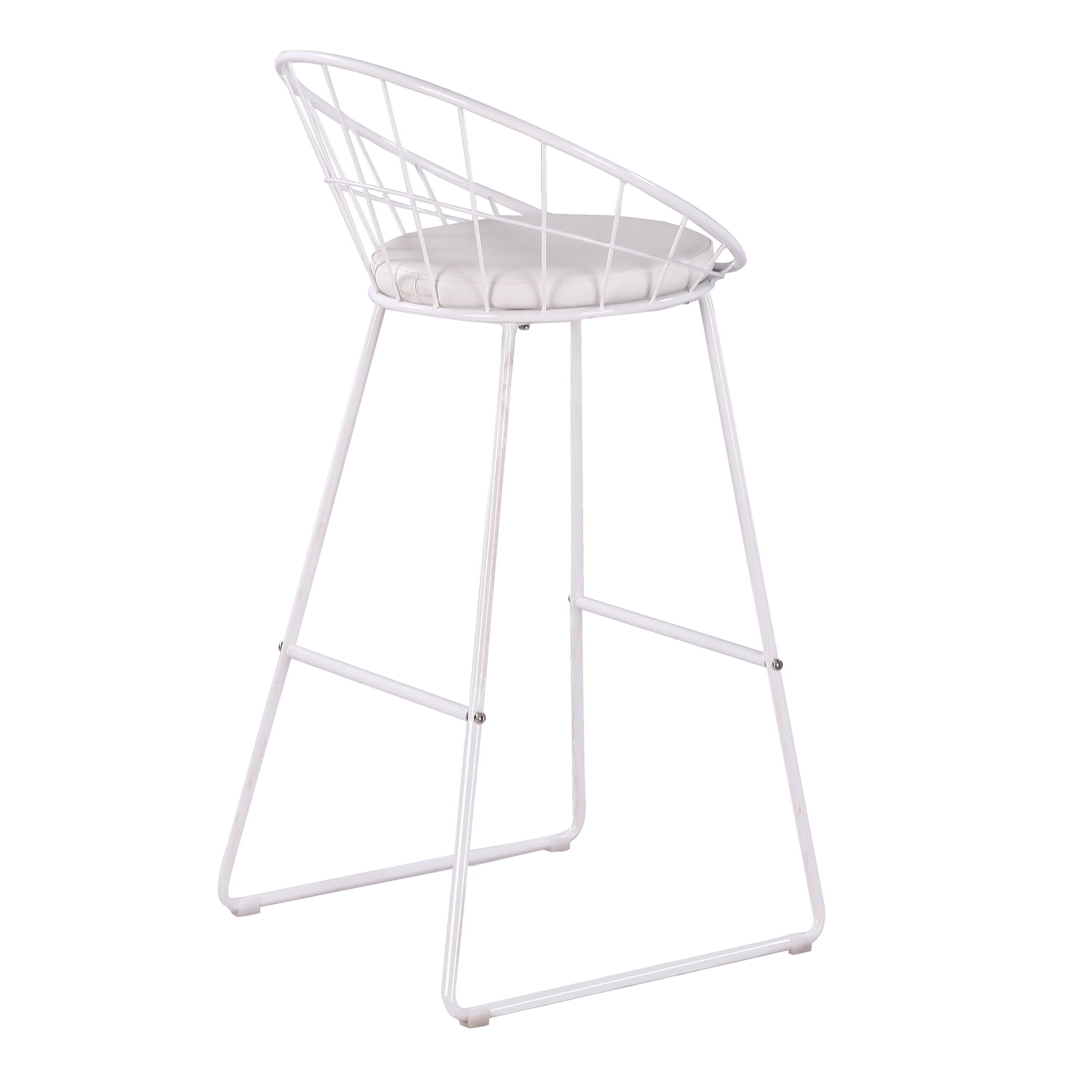 2Pcs Modern Nordic Counter Height Bar Stools, 29.5" Seat Height Industrial Bar Chairs with Curved Hollow Metal Frame Backrest, Padded Faux Leather Seat,Assembly Needed