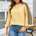 thumbnail image 4 of PBFRDSJ Womens 3/4 Sleeve Striped Sweater Knit Stretch Fall Tops 2026 Casual Crewneck Fall Winter Color Block Trendy Sweaters Sizes S-XL, 4 of 8