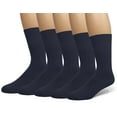 thumbnail image 1 of EMEM Apparel Men's Big and Tall King Size Diabetic Circulatory Non-Binding Top Loose Top Casual Dress Crew Mid Calf Cotton Seamless Toe Hosiery Socks 5-Pack Navy 15-17, 1 of 5