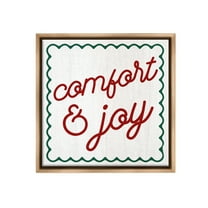 Stupell Industries Comfort & Joy Phrase Holiday Painting Brown Floater Framed Canvas Art Print Wall Art, 18 x 18