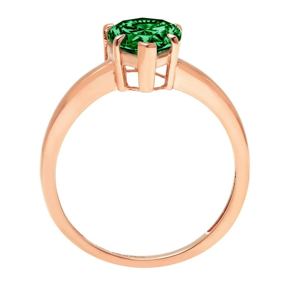 2 ct Pear Cut Simulated Emerald Solitaire Engagement Ring for Women in 18K Rose Gold
