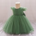 thumbnail image 4 of AUNVITO Baby Tutu Dress Summer Short Sleeve Flutter Sleeve Mesh Bow Princess Party Christening Performance Dress, 4 of 9