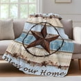 thumbnail image 4 of Country Star Blue Throw Blanket, Flannel Fleece Blanket with Striped Design for Couch, Farmhouse Western Texas Star Barn Soft Breathable All Season Plush Blankets for Sofa Office Travel 40"x50", 4 of 9