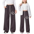 thumbnail image 2 of XAOFW Kids Pants Girl'S Baggy Heart Print Lightweight Straight Leg Athletic Pockets Long Comfortable Stylish Holiday Vacation Slacks, 2 of 9