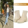 thumbnail image 6 of Yazi Women's Chelsea Platform Ankle Boots Elastic Chunky Heel Lug Sole Booties, 6 of 14