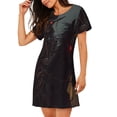 thumbnail image 2 of Balery Cool Skull Western Cowboy Camisón de manga corta con cuello redondo para mujer, cómodo y elegante., 2 of 6