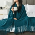 thumbnail image 5 of PAVILIA Teal Blue Knit Throw Blanket for Couch, Twin Bed, Soft Knitted Farmhouse Sofa Throw for Living Room, Lightweight Decorative Summer Blanket for Chair, Outdoor Textured Boho Blanket, 60x80, 5 of 8