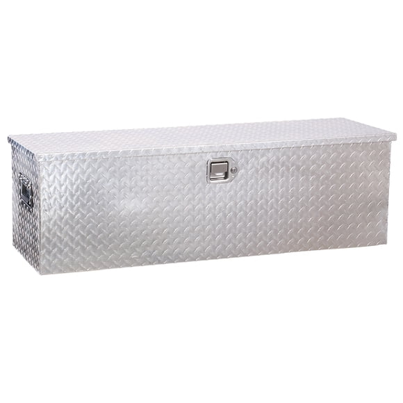 KFFKFF Heavy Duty Aluminum Truck Bed Tool Box, Diamond Plate Tool Box with Side Handle and Lock Keys, Storage Toolbox Chest Organizer