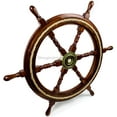thumbnail image 4 of Nagina International Nautical Wood Crafted Ship Wheel With Inlayed Pirate's Rustic Rope | Ocean Maritime Navy Decor (24 Inches), 4 of 6