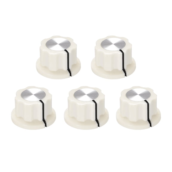 Uxcell 6.4mm Shaft Hole Potentiometer Volume Control Rotary Knobs Effect Pedal Knobs White 5pcs