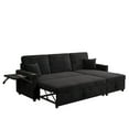 thumbnail image 3 of KYLE & KAY 83.5" Convertible Sectional Sofa Bed, L Shaped Sofa with Cup Holders and Storage, Modern Sleeper Couch with USB for Living Room, Bedroom, Apartment (Corduroy, Khaki), 3 of 5