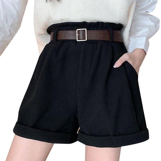 Aayomet Shorts Cargo de Randonnée Taille Haute pour Femmes, Noir, G