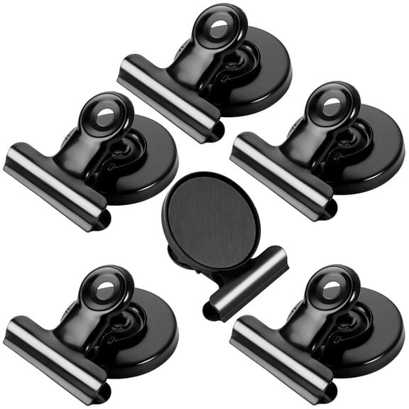 6 Pack Black Magnetic Clips, Strong Fridge Magnets for Whiteboard, Office & Home Decor
