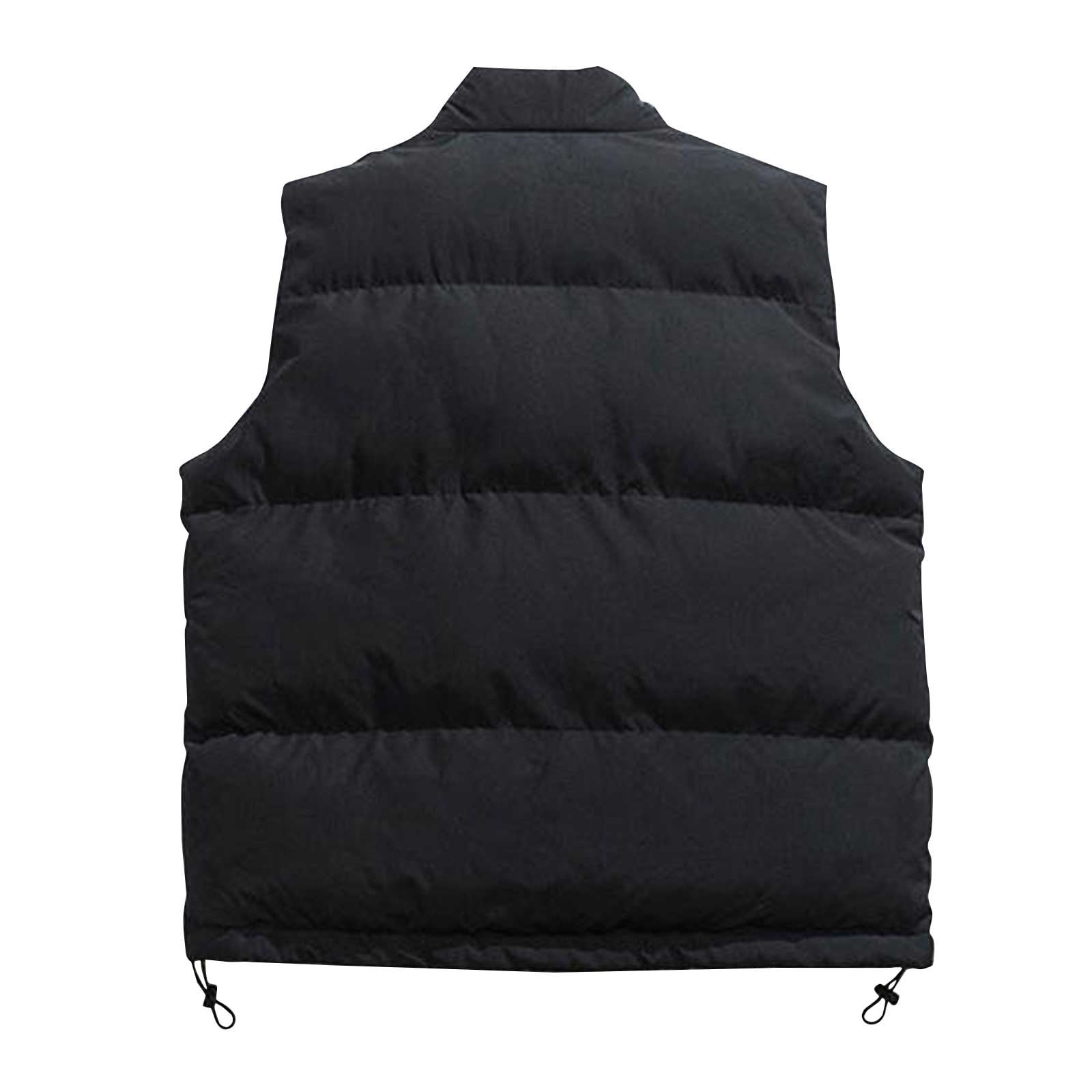 KeShDi Running Vest Man Leisure Fashion Solid Color Stand Collar Pocket Zipper Sleeveless Black 2X