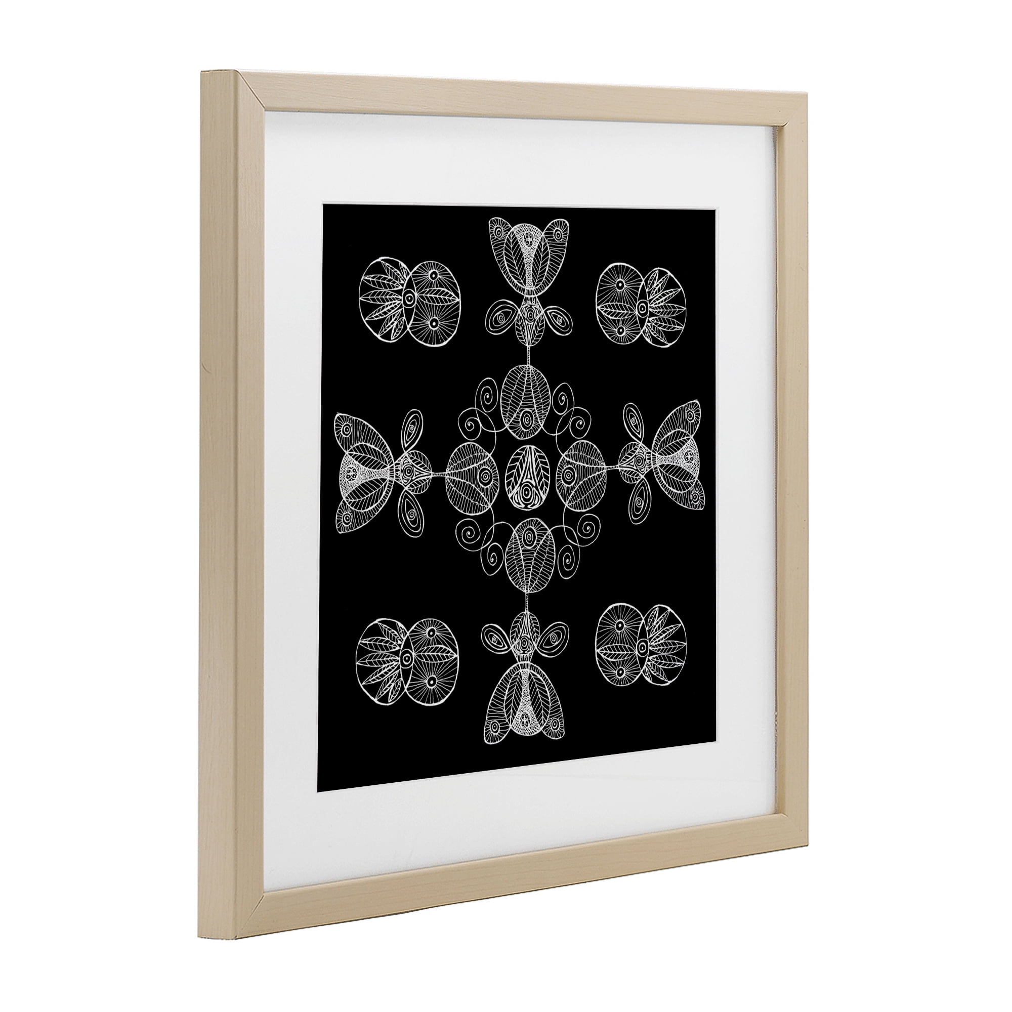Stupell Industries Black & White Elemental Fractals Birch Framed Print Under Glass, design by El Perkin