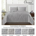 thumbnail image 5 of Chezmoi Collection Frederick 3-Piece Lightweight Cooling Quilt Set, Bamboo Fiber Medallion Embroidery Quilted Coverlet Set (Queen, Light Gray), 5 of 5