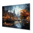 thumbnail image 2 of Designart "Amsterdam Canal at Night Danish Perspective II" Cityscapes Metal Art Living Room, 2 of 5