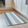 thumbnail image 2 of Vintage Door Mat Medieval Bohemian Blue Geometric Stripe Non Slip Absorbent Entrance Mat Washable Low Profile Indoor Doormat for Front Door Entryway Entry 18"x30", 2 of 9