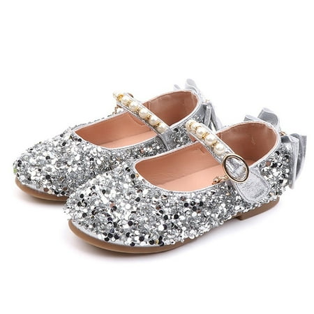

SDJMa Toddler Girls’ Girl s Sandals Toddler Girls’ Girl s Sandals Children Kids Girls Cute Crystal Bowknot Pearl Princess Dance Single Casual Shoes