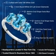 thumbnail image 2 of Gem Stone King 10K White Gold Swiss Blue Topaz and White Lab Grown Diamond 3 Stone Engagement Ring for Women (2.64 Cttw, Gemstone Birthstone, Available in Size 5, 6, 7, 8, 9), 2 of 6