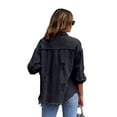 thumbnail image 3 of Aria Romance Women's Oversized Distressed Denim Shacket - Long Sleeve Button Down Lapel Jacket & Coat S-2XL, 3 of 12
