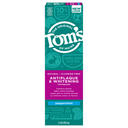 Tom's of Maine Natural Antiplaque & Whitening Fluoride-Free Peppermint Toothpaste, 5.5oz