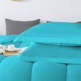 thumbnail image 4 of D.N.G. BEDDINGS 3 Piece Luxury Straight Line Pattern Comforter Set, Premium Super Soft, 800 Thread Count, 100% Egyptian Cotton, Full/Queen Size Turquoise Blue Solid Color, 4 of 6
