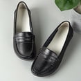 thumbnail image 6 of Summer Women Plus Loafers 2026 Outdoor Solid Color Round Closed Toe Low Heel Slip On Lightweight Cushioned Orthopedic Arch Support Wide Toe Box Comfortable Walking Daily Flat Shoes Black 36, 6 of 6
