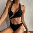 thumbnail image 5 of VerPetridure Women's Sexy O-Ring One Piece Swimsuit High Waisted V Neck Bathing Suit Solid Hollow Out Swimwear Women Summer Sexy Swim Suits Beach Outfit, 5 of 9