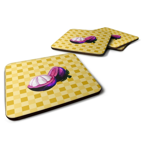 Carolines Treasures BB7235FC Mangosteen Sliced on Basketweave Foam Coaster Set of 4 3 1/2 x 3 1/2 multicolor