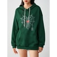 thumbnail image 4 of Faithtur Femmes Sweat à Capuche, Manches Longues à Capuche Broderie Cobweb Coeur Pull-Over Casual Tops, 4 of 9