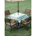 thumbnail image 4 of Outdoor Tablecloth with Umbrella Hole for Patio/Picnic/Party/Camping, Teal Green Striped Waterproof Table Cloth Square Cover Washable, Farmhouse Simple Line Vertical Stripes (54"x 54"), 4 of 9