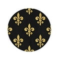 thumbnail image 2 of SIDONKU 60 inch Round Beach Towel Blanket Abstract Golden Fleur De Lis and Black Floral Glowing Royal Lily Vintage Bright Travel Circle Circular Towels Mat Tapestry Beach Throw, 2 of 2