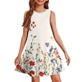 thumbnail image 2 of GXIPO Girls Sleeveless A-Line Floral Casual Holiday Dress Little Girl Dresses Girls Preppy Clothes for 3-14 Spring Outfits Beige 4-5T, 2 of 6